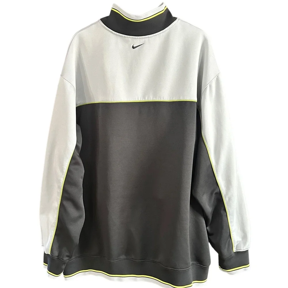 Nike Track Jacket Mens XL Grey Charcoal Good Neon Lime Color Block Activewear